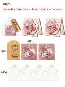 12 件优雅玫瑰化妆镜套装，包括 4 件双面折叠镜、便携式化妆镜、4 张感谢卡和 4 个欧根纱袋，伴娘礼品套装，适用于婚礼、生日、节日、圣诞节派对夏季礼物海滩返校学校用品房间装饰 - 彩色 - 查看 13