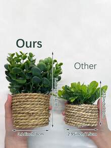 1/3PCSArtificial Christmas Rattan Large Potted Plant (14cm/5.5 Inch) Artificial Plant Grass Mound, Large, Seagrass Rope, Gift, Simulation Plant, Grass Mound, Green, PE Material, Polyester Fibre Material, Wedding Season - Multicolor-a - View 5