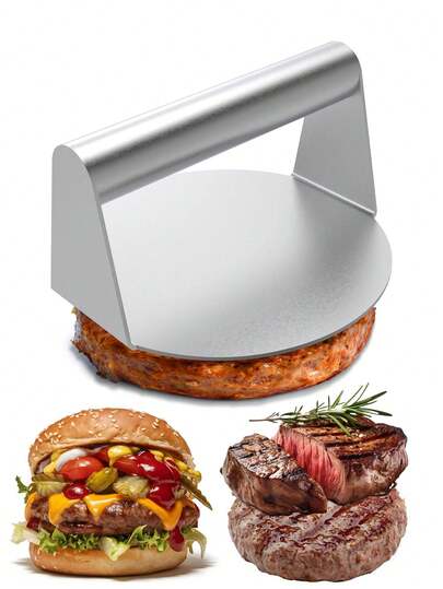 1pc Stainless Steel Burger Press,Burger Press,Stainless Steel Smash Burger Press,Burger Smasher With Stainless Steel Handle,Round Hamburger Press,Square Hamburger Press,Meat Pie Press,Pie Press, Barbecue Press