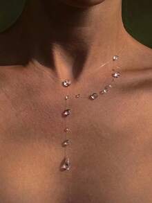 1pc Fashionable Handmade UV Resin Faux Water Drop Pearl Necklace, Suitable For Women In Any Occasion - Clear - View 2