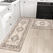 Pauwer Kitchen Rugs Set Of 2 Anti Fatigue Kitchen Mats For Floor Cushioned Kitchen Rugs And Mats Non Skid Washable Kitchen Floor Mat Comfort Standing Mat Waterproof Kitchen Runner, Brown - 棕色 - 查看 7