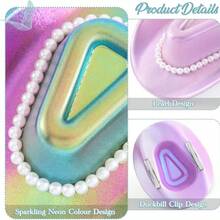 2pcs Bohemian-Style Western Cowboy Mini Hats Western Rhinestone Cowboy Hats Western Pearl Cowboy Hats Neon-Colored Women's Cowboy Hats Disco Party Hats Role-Playing Costume Accessories Party Hair Accessories Cowboy-Themed Hats