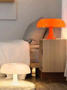 1pc LED Mushroom Desk Lamp, Romantic Atmosphere Decor With Bright Light, Smooth Plastic Design, Suitable For Bedroom, Living Room, Bedside, Hotel, Party, Valentine's Day, Halloween, Christmas, Thanksgiving, Can Be Used As Holiday/Housewarming Gift (White/Orange)