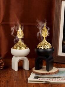 一套树脂材质的阿拉伯风格黑白双色香炉及香薰扩散器。这款优雅的香炉是完美的家居装饰品，也是周年纪念日或新娘的独特礼物。 - 彩色 - 查看 2