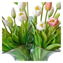 ZXCFTE  40pcs Artificial Tulips Flowers, Real Touch Latex Bouquet, Fake Tulips For Office Wedding Party Home Kitchen Garden Decoration-B Coral Pink Suit - 多色4 - 查看 7