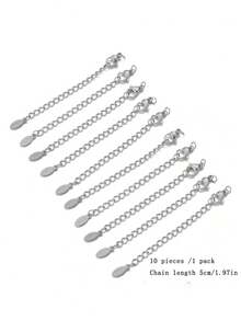 10pcs Stainless Steel Extension Extended Tail Chains Lobster Clasps Connectors DIY Jewelry Making Findings Bracelet Necklaces. - Extension Chain - View 19