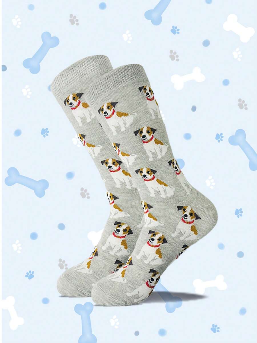 1双卡通狗狗印花情侣短袜，秋季款 - 彩色 - 查看 1