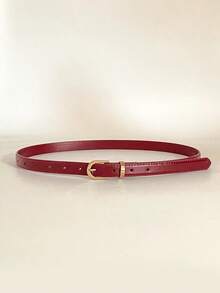 1pc Red PU (Polyurethane) Leather Casual Retro Elegant Belt Women, Suitable Daily, Work, Date Outfit With Jeans, Trousers, Skirts, Autumn/Winter Summer, School Fall, Autumn, Halloween - trắng - Xem 7