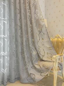 1 rèm cửa mỏng cắt hình lá, màu xám/trắng/khaki/đỏ, rèm cửa mỏng cắt nhẹ, thích hợp cho phòng khách, phòng ngủ, trang trí phòng (Trọng lượng vải 100g) - Xám - Xem 16