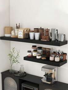 1 pieza Estantería flotante para pared, estantes de madera contrachapada con soportes invisibles para decoración y almacenamiento en la sala de estar, dormitorio, baño y cocina
