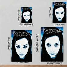 Framed Evanescence "Fallen" Frame Canvas Wall Art - Music Concert Poster, Festive Christmas Decor For Bedroom Ambiance, Dark Blue & Black Album Artwork, Festive Decoration | Music Poster | Stylish Typography, Music Room Decor, 2D Flat, Perfect For Room Decor - Đóng khung - Xem 6