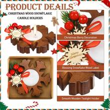 Christmas Wooden Candle Holder Bulk, Snowflake Candle Holder Tabletop Centerpiece, Church Candle Holder, Christmas Candle Gift, Home Decor, Wedding Decor, Party Favor (Dark Color)