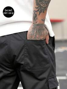 Spring/Autumn New Multi-Pocket Loose Casual Cargo Pants For Men, Runs Small, Order 1 Size Up, Fall - Black - View 6