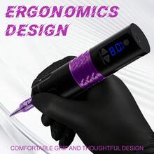 Wireless Tattoo Gun Kit TDDJNN Complete Tattoo Machine Set, Vertical Direct Drive Dual Bearing Motor, 8500 RPM, Equipped With 10 Cartridge Needles, 7 Colors Of Tattoo Ink, Bandages, Transfer Paper, Practice Skin, Gloves And Ink Cups, Suitable For Beginners And Professional Tattoo Artists (Black/Purple) - Màu tím  Violet - Xem 7