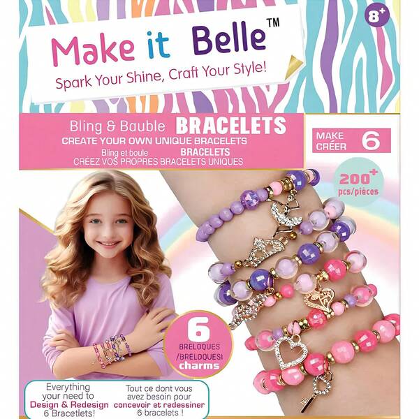 Spin Master Make It Belle Creative Beads Bracelet Making Kit, 200+ Pcs DIY Bracelet Makers, Jewelry Making Toy, DIY Arts And Crafts Birthday Gifts Toys For Beginner & Kids Age 8+