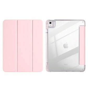 1 件三折式全透明 iPad 保护壳，外壳纤薄支架防震防摔笔架防摔平板电脑保护套，适用于 Apple 平板电脑 iPad 10.2/10.5 英寸、Air 4/5/6/7、10/11 代、Pro 11 英寸、Air 11(M2)、Air 13、Air 13 和 Pro 11(M4) 型号。高透明度透明后盖，可进行 DIY 个性化定制 - 粉色