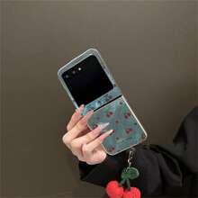 Cute Full Screen Cherry Glacial Pattern Phone Case With Cherry Pendant Compatible With Motorola Razr50 Razr 50 Ultra 50ultra Shockproof Back Cover Waterproof Anti-Fall Scratch Resistant - Blue - View 17