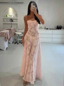 New Summer Women's Fashion Halter Neck Elegant Evening Dress - Hồng - Xem 1