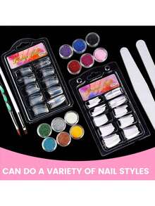 Nail Kit Set Professional Acrylic With Everything,  Including Crystal Powder + Glitter + Patch + Frustration Nail Knife, Etc. DIY Nail Art Tool And Supplies For Beginners - Nhiều màu - Xem 8
