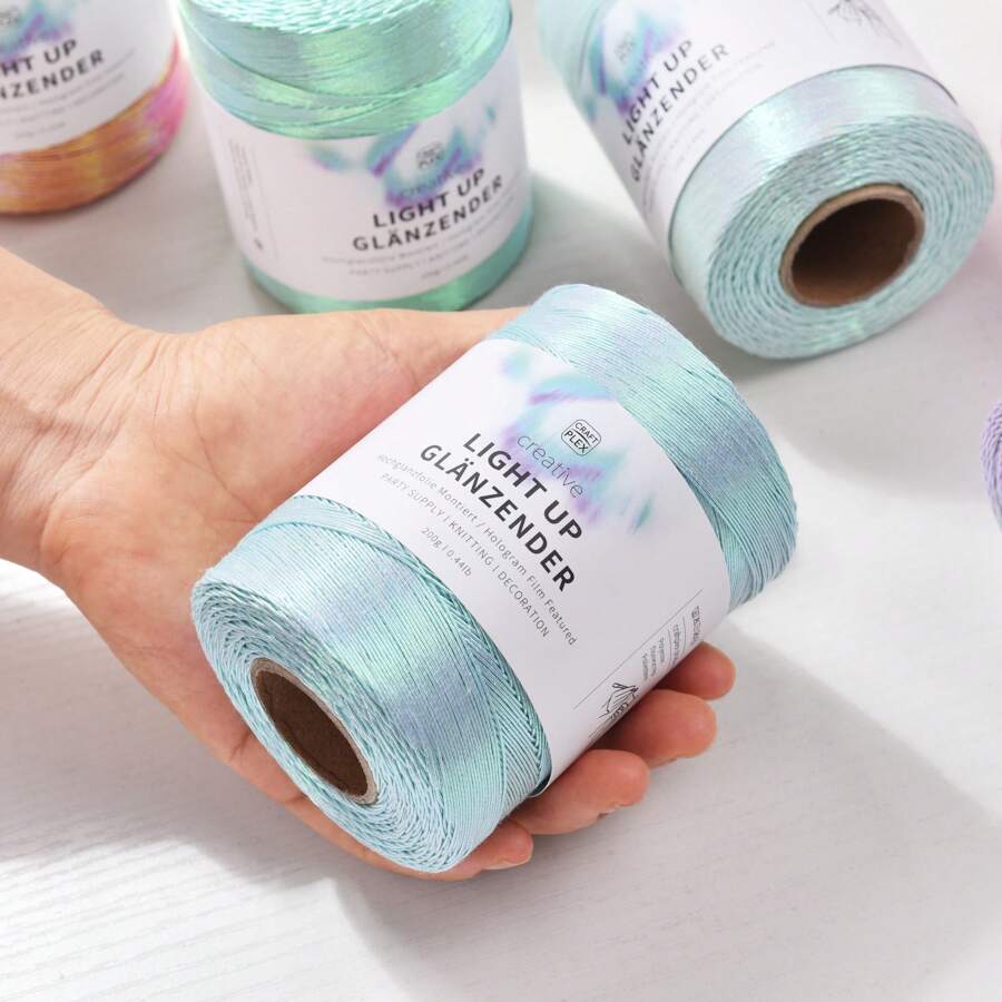 1mm Iridescent Metallic Thread - 550m/1804.46ft Spool, Suitable For DIY Crochet, Lace And Home Decor | Options: Burgundy, Pink, Yellow, Bags, Christmas Decorations, Yarn - Multicolor - View 1