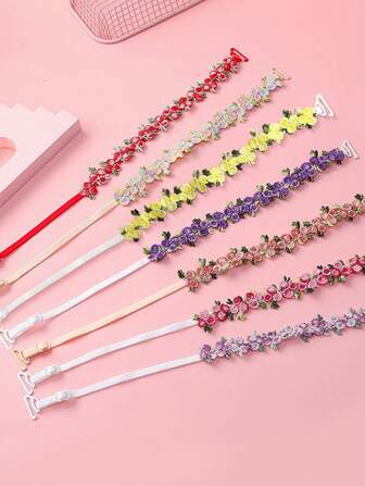 2 st färgglada blombroderade bh-band, för Rave