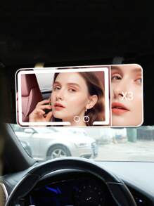 1倍/3倍放大倍率LED车载化妆镜，可充电，3种照明模式，亮度可调，带魔术贴绑带，适用于轿车、卡车、SUV - 送给女性/母亲的理想礼物，家居装饰，返校季必备