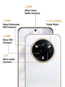 Realme 14 Pro+ 解锁手机 8GB+256GB / 12GB+512GB 全球版，AI 5G LTE，安卓 15 智能手机，骁龙 7s Gen3 处理器手机，6000mAh 长寿命电池，80W 快速充电 - 白色 - 查看 5