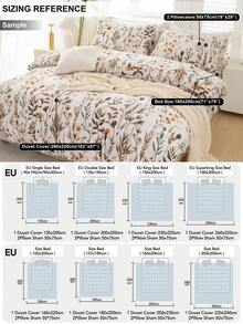 Conjunto de capa de edredom com estampa floral de folhas 3 peças (1 capa de edredom e 2 fronhas), macio e suave para a pele, conjunto de lençóis para casa para todas as estações
