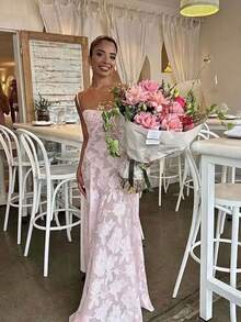 New Summer Women's Fashion Halter Neck Elegant Evening Dress - Hồng - Xem 2