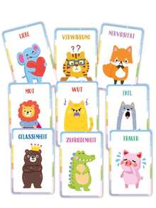 New English German Emotion Card 32 Cute Monster Emotion Card Animal Emotion Learning Mindfulness Card