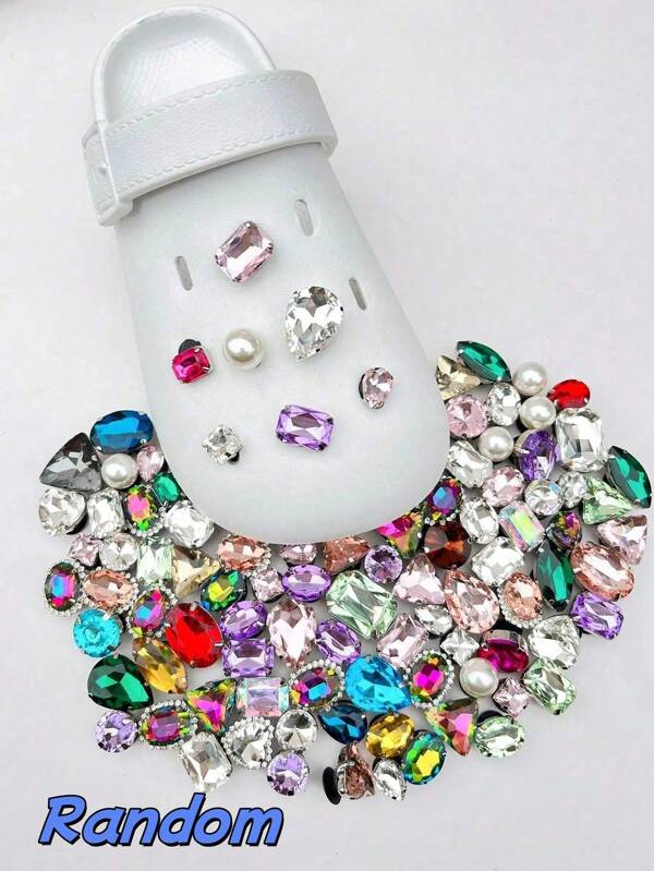 10/20 Stück glänzende Glas Kristall Strass Dekor in zufälligem Stil als Schuh Charms für Clogs, Halloween Accessoires, süße Stiefel Accessoires, Hochzeitsschuhe für Braut Absätze