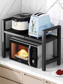 1 pieza Estante de cocina expandible de acero al carbono, Estante para horno de microondas, Estante de almacenamiento para horno, Estante para especias grueso para microondas, Estante para utensilios de cocina de varias capas, Estante de almacenamiento de cocina, Altura y ancho ajustables Estante de almacenamiento de encimera de horno de varias capas, Estante para microondas, Soporte para microondas expandible, Organizador de encimera de cocina, Organizador de encimera, El diseño espacioso de varias capas proporciona talla grande espacio de almacenamiento, Adecuado para uso en la encimera de la cocina del hogar - Multicolor - Ver 6