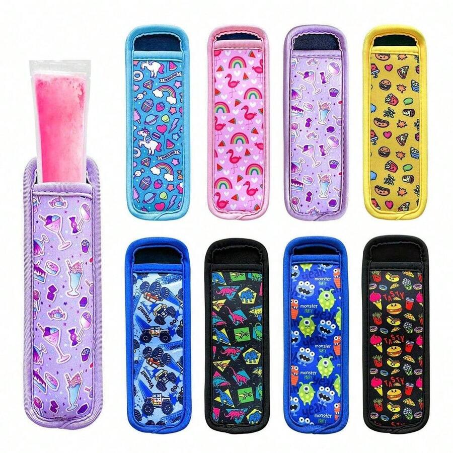 8个/套 冰棒套，冰棒保温套，冷冻冰棒套，彩色冰棒套袋，可重复使用可清洗冰棒套，夏季用品，家居用品 - 彩色 - 查看 1