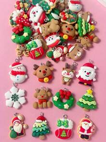 2/5/10pcs Christmas Themed Charm Pendant, Random Assorted Styles, Can Be Used For Earrings, Necklace,Christmas Gift,