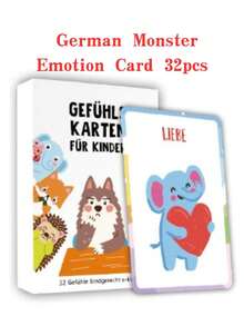 New English German Emotion Card 32 Cute Monster Emotion Card Animal Emotion Learning Mindfulness Card