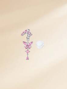 1 buc. piercing fals pentru buric de tip clip-on cu fluture, din zirconiu cubic, stil funky, inel fals pentru ombligete pentru femei, piercing fals pentru buric, inel fals pentru ombligete - Inel fals pentru burtă cu fluture - Vizualizare 8