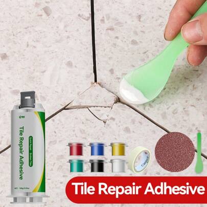 Femdelat reparationskit för keramik - Supervattentätt tätningsmedel, reparationsmedel för keramik - Handfat, badkar, toaletter och vaser | Högtemperaturbeständig | Snabbverkande formula för sprickor och hål i porslin