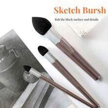 3Pcs Artist Blending Sponge Pen Washable Sketch Rubbing Sponge Brush Reusable Drawing Art Blenders Tools For Artist Professional Student Sketch Drawing Correcting Lightening And Highlight,Back To School,School Supplies