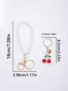 1pc Minimalist Fashion Faux Pearl Keychain Pendant Suitable For Various Keys And Car Keys + Cherry Hanging Decor, Bag Charm, Small For Family And Friends Christmas Gift Ideas Bag Lanyards With Id Holder Car Accessories Bag Charms
