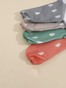 婴儿围兜，防水长袖双面条纹卡通喂奶罩衣，适合幼儿男孩和女孩，易于清洁 - 彩色 - 查看 7