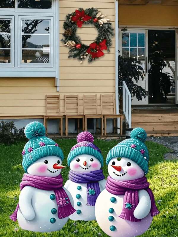 Charming Snowman Garden Stake - Acrylic, Animal Theme, No Batteries Required, Perfect For Outdoor Christmas Decor