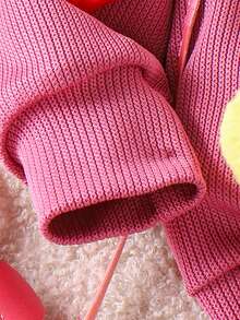 2 件套女婴甜心针织开衫和喇叭裤套装，春秋 - 玫紅色 - 查看 6