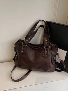 New Arrival Large Capacity Casual Tote Bag - Coffee - View 3