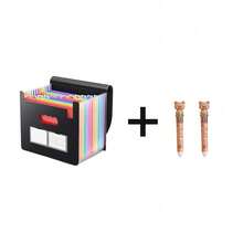 OfficeToSchool​ 13-Pocket Folder For A4/LETTER + Fun Bear Pens W/4-Color System