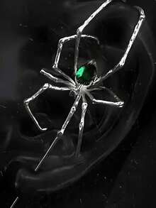 1pc Halloween Dark Gothic Creeper Spider Ear Cuffs For Women, Sweet Cool Punk Personalized Exaggerated Copper Earring Clip, Halloween Party Ear Jewelry Accessories Festival Gifts