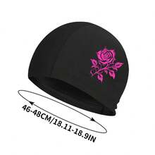 2 件女士印花针织泳帽，采用透气针织面料制成，大尺寸泳帽，印花设计，舒适有弹性 - 2個泳帽 - 查看 6