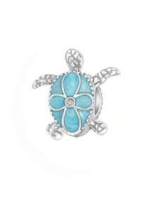 1 pieza Colgante de tortuga de elemento marino delicado con cuentas para hacer pulseras, collares y accesorios - Kit de joyería fina para manualidades, regalo de cumpleaños para mujeres - Azul - Ver 5
