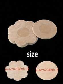 2/10/50/100cs Self-Adhesive Reusable Rayon Breast Covers, Soft Petal Bra Pasties For Everyday Comfortable Wear & Sports Protection - Beige - View 3