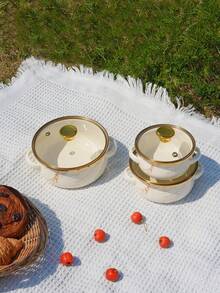 1-3件双柄搪瓷锅套装，外观精美，包含小型家用储粮锅。兼容天然气、电磁炉和燃木炉加热。是健身爱好者的理想固定分餐容器。多功能三件套小锅套装，馈赠亲友佳品。