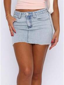 Women's Stretch Bodycon Skirt,Designed Women And Teenagers. - 酸性藍水洗 - 查看 4
